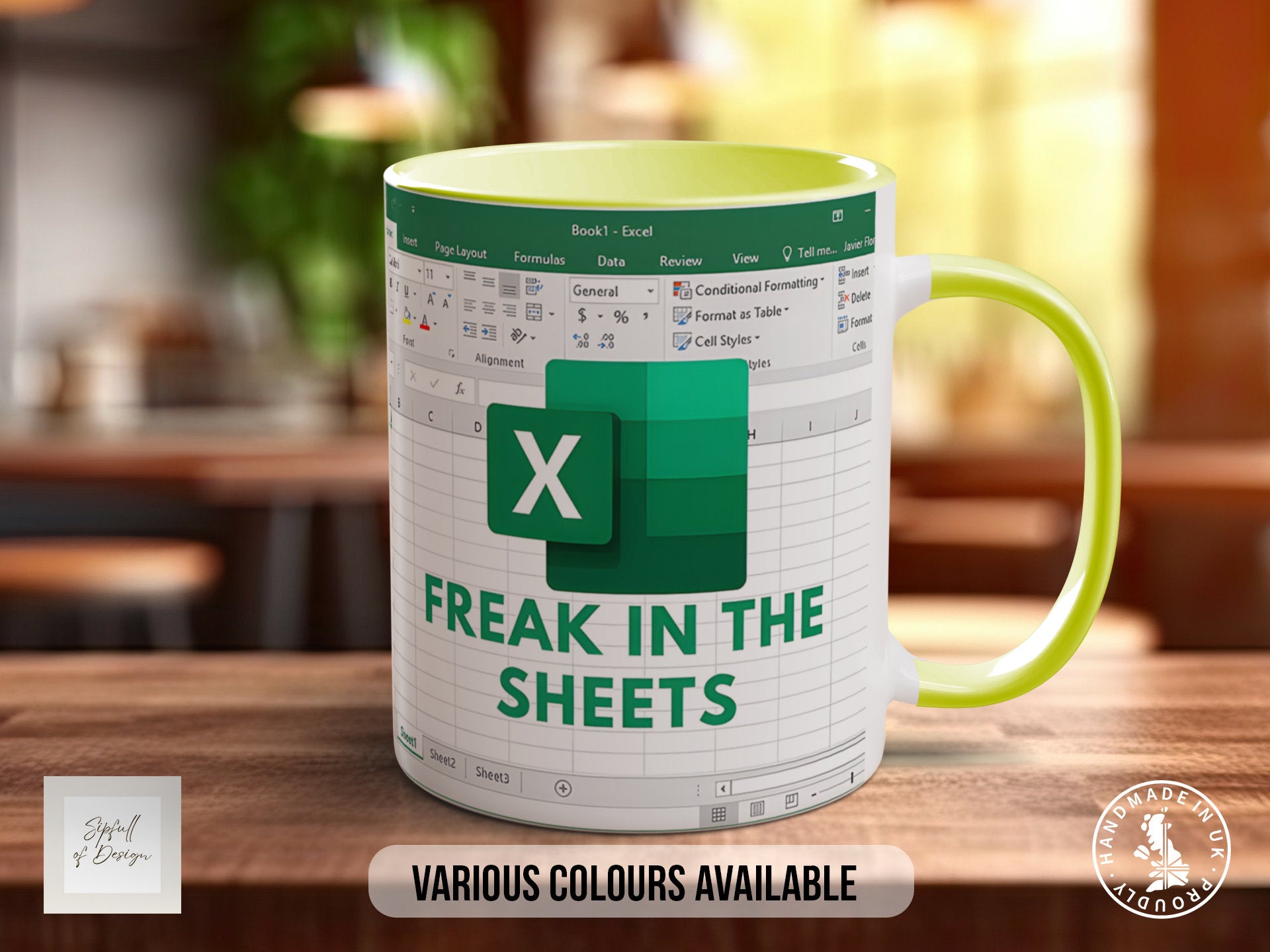 Freak In The Sheets Excel Inspired Coloured Mug - Handmade To Order