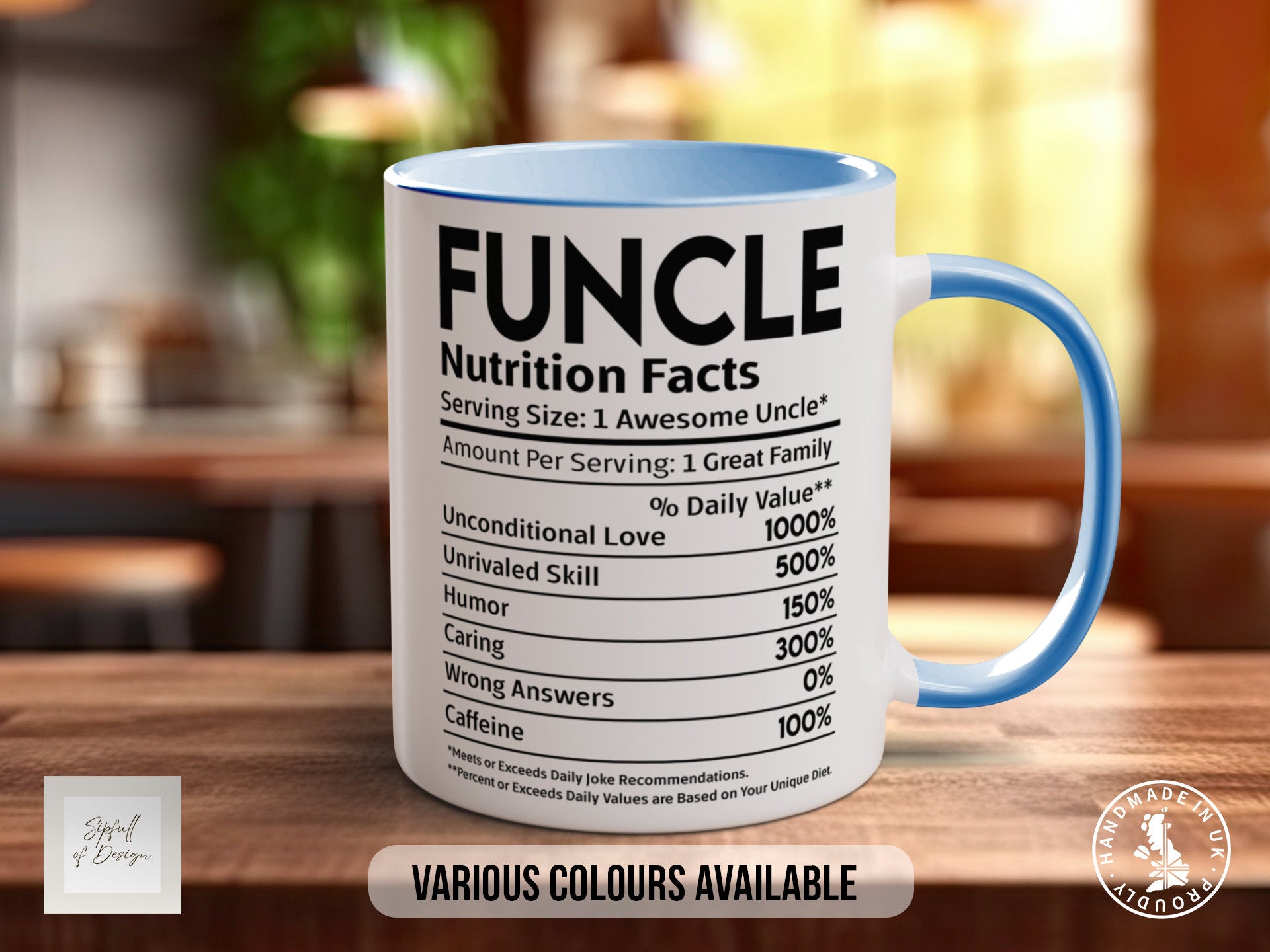 Funcle Funny Nutritional Facts Coloured Mug